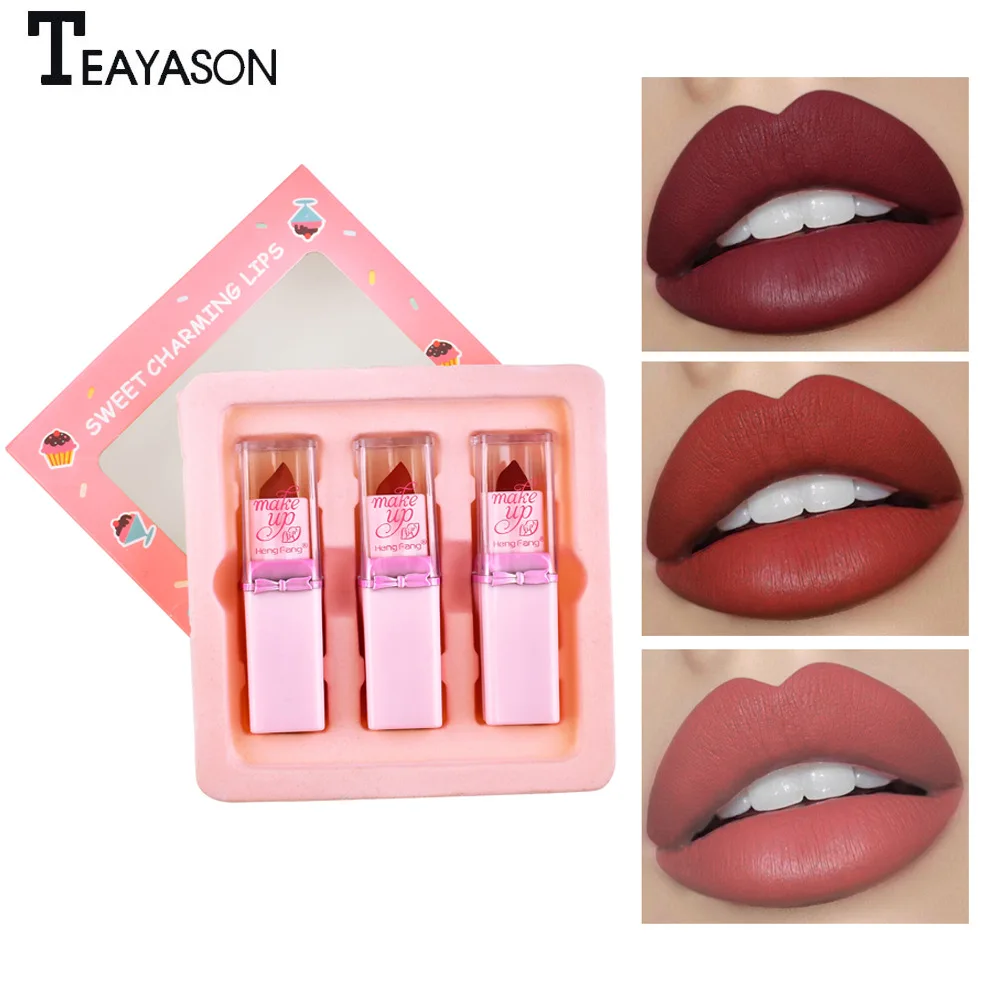 3 шт./компл. набор бархатных матовых помад для губ увлажняющая питательная