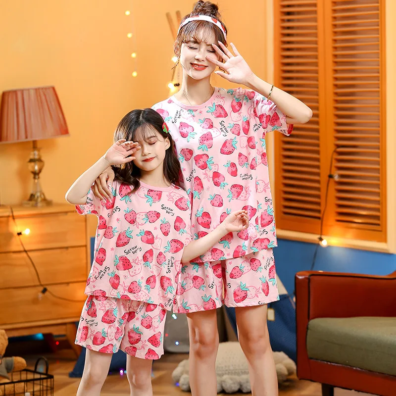 Mother Daughter Pajamas Set Family Homewear Suit Fashion Mommy and Me Clothes Baby Girl Nightwear Cotton Family Matching Outfits images - 6