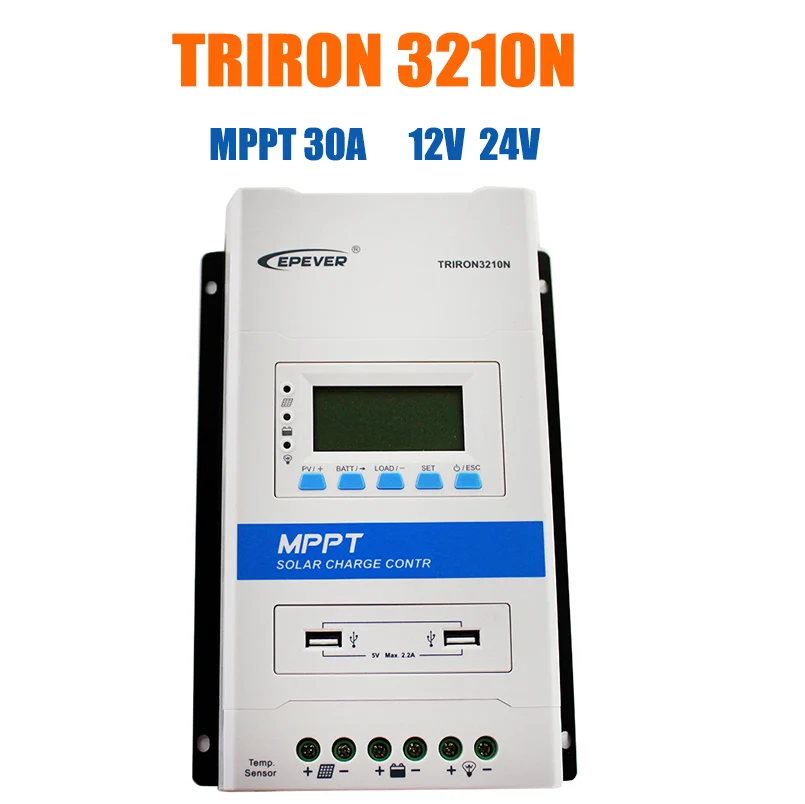 EPEVER TRIRON MPPT 30A контроллер солнечного заряда 12 В 24 В Авто черный свет ЖК модульный солнечный регулятор отрицательная заземление