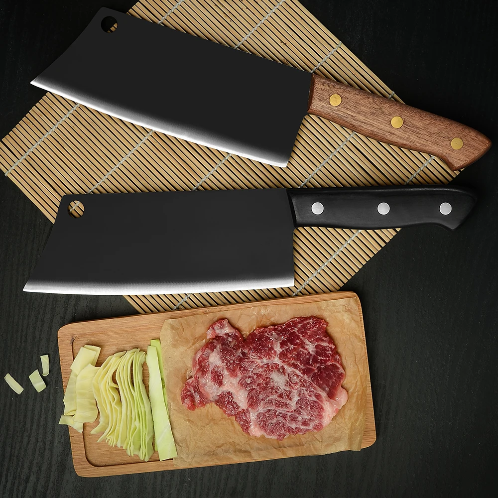 

XYJ Slicing Cooking Knife 7.5 Inch Kitchen Chef Knives Stainless Steel Meat Cleaver Black Sharp Blade Nakiri Knives Cutter Tools