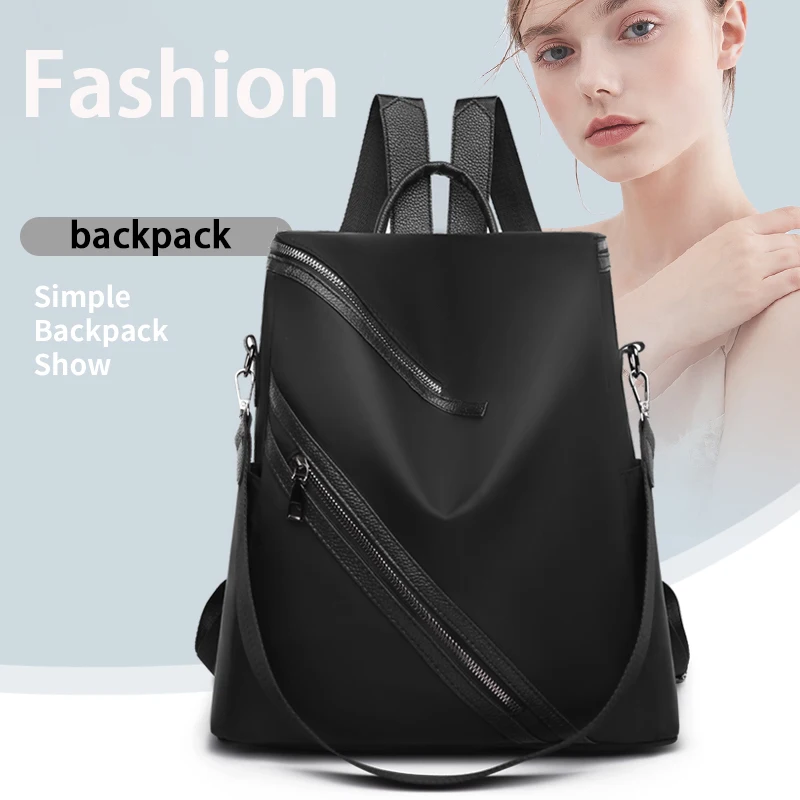

Simple Backpack for Women Oxford Anti-theft School Bag Multifunction Travel Rucksack Large Capacity Teenage Girl Bookbag Mochila