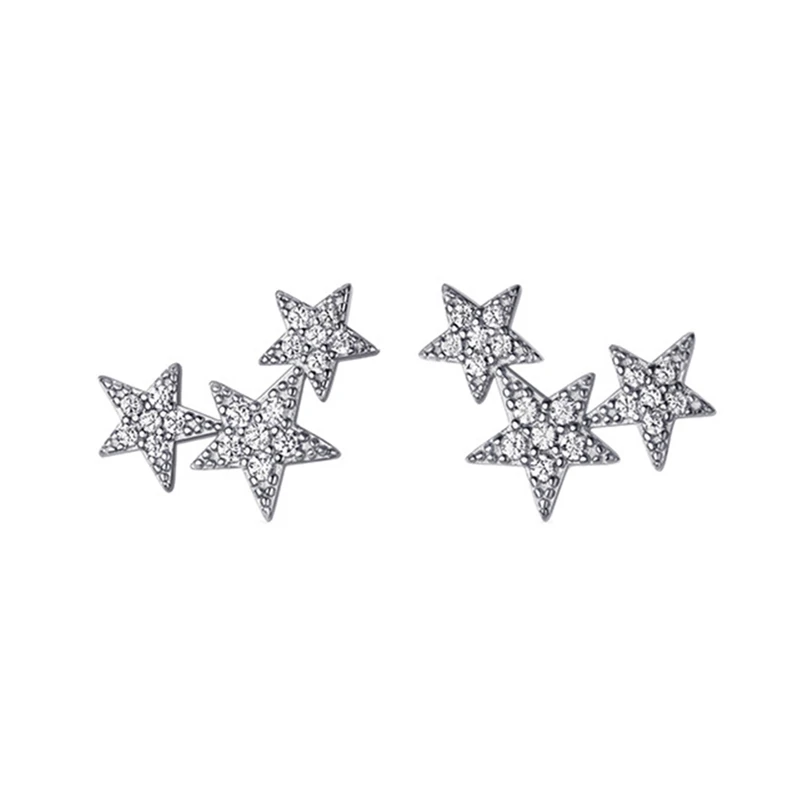 

Simple Cubic Zirconia Stars Earrings Stud 925 Sterling Silver For Women Ear Fashion Fine Jewelry Gifts