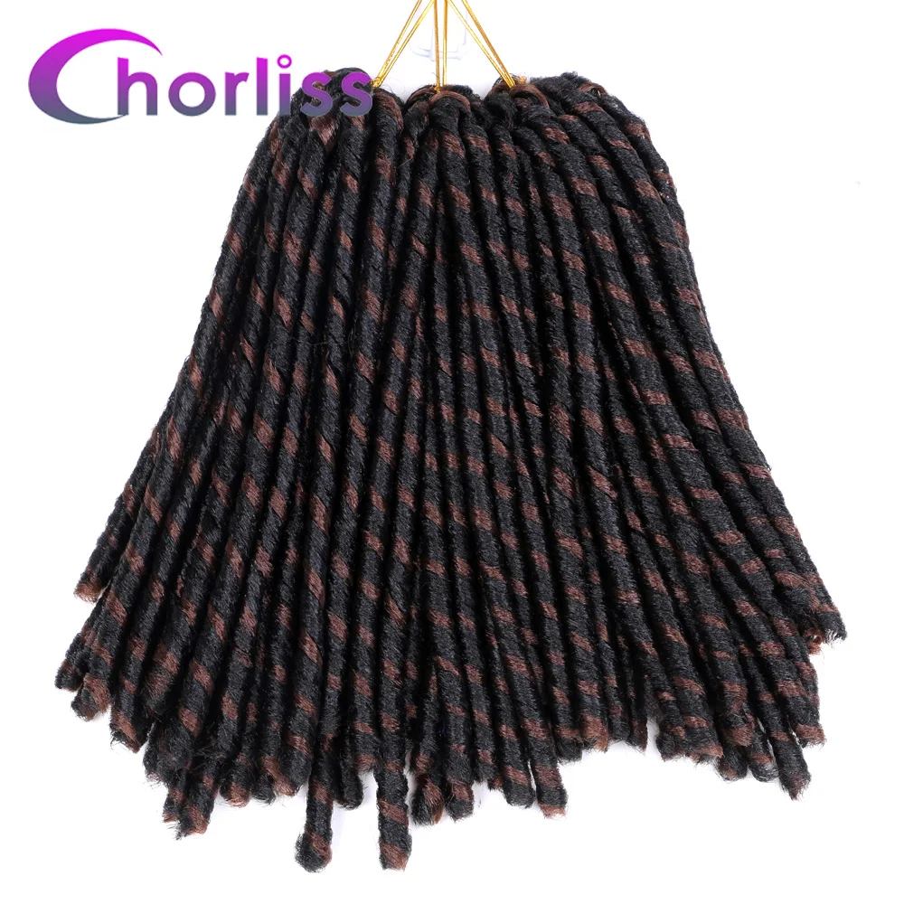 T Dark Brown Мягкие искусственные локоны в стиле Crochet косички Ombre Jumbo Dread прическа африканская цветная синтетическая косичка наращивание волос черный коричневый Locs - Цвет: T Dark Brown