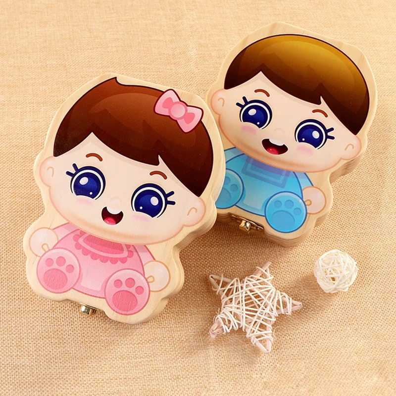 Детская зубная коробка органайзер для детей деревянная хранения молочных зубов