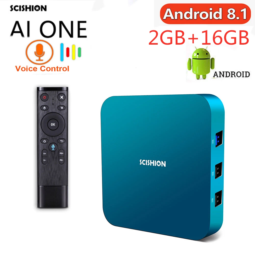 Smart android 8 1 ТВ приставка rk3328 HD 2 4G Wifi usb 3 0 bt4.0 медиаплеер + 16 GB телеприставка с