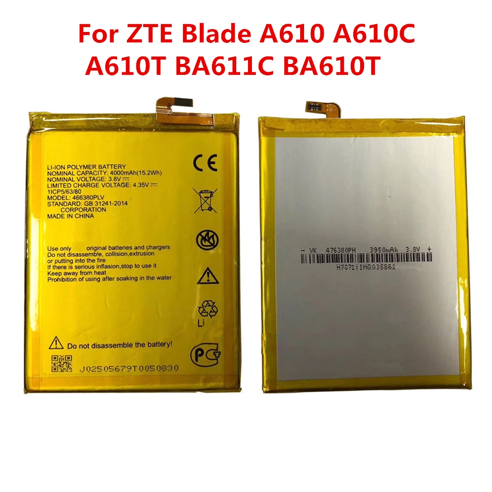 Аккумулятор 3 8 в 4000 мАч 466380PLV для ZTE Blade A610 A610C A610T BA611C BA610T|battery for zte|batteries batteriesbattery |