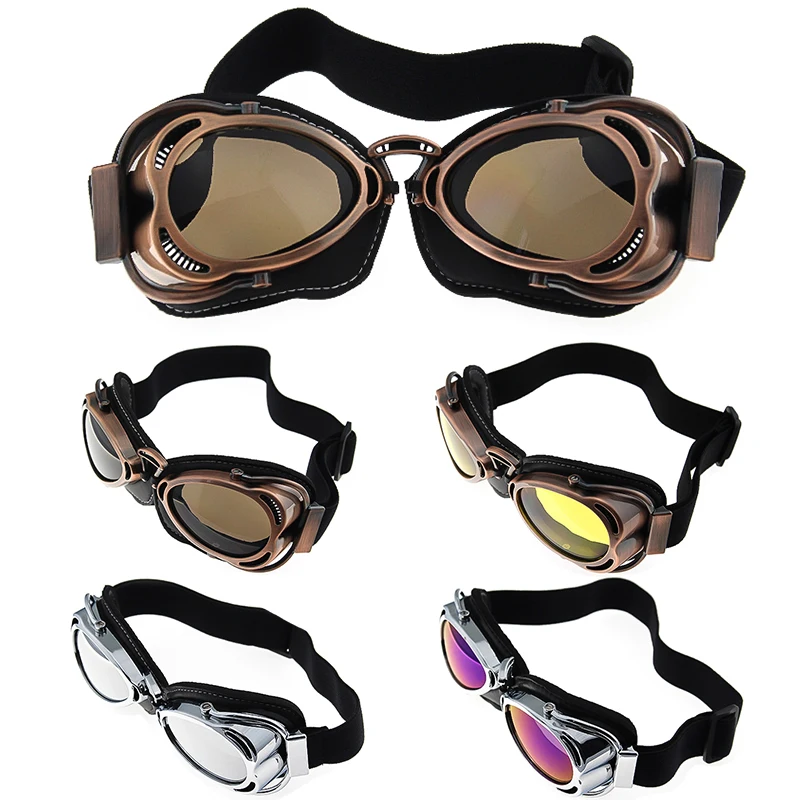 Eliteson Cycling Goggles Motorcycle Dirt Bike Sunglasses Vintage Male Female Racing Glasses UV Protection Motocross Eyewear 1x silver vintage motocross goggles anti uv scooter motorcycle glasses atv skiing cycling off road eyewear sunglasses brown lens