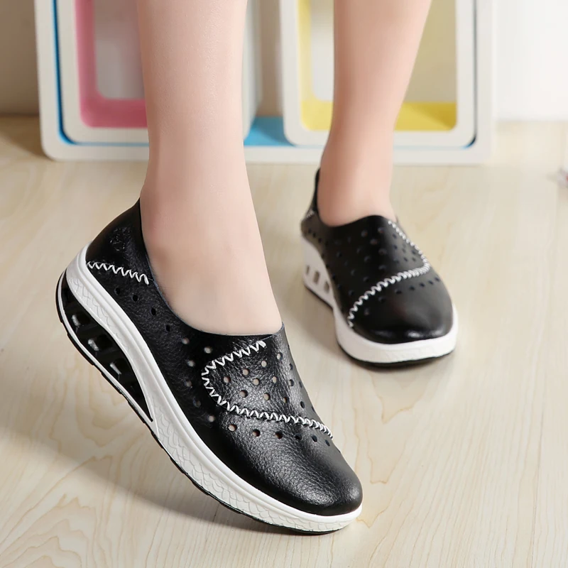 Height Increasing Women Platform Shoes Hollow Sport Shoes Breathable Anti-slip Wedge Sneakers Jumping Walking Shoes
