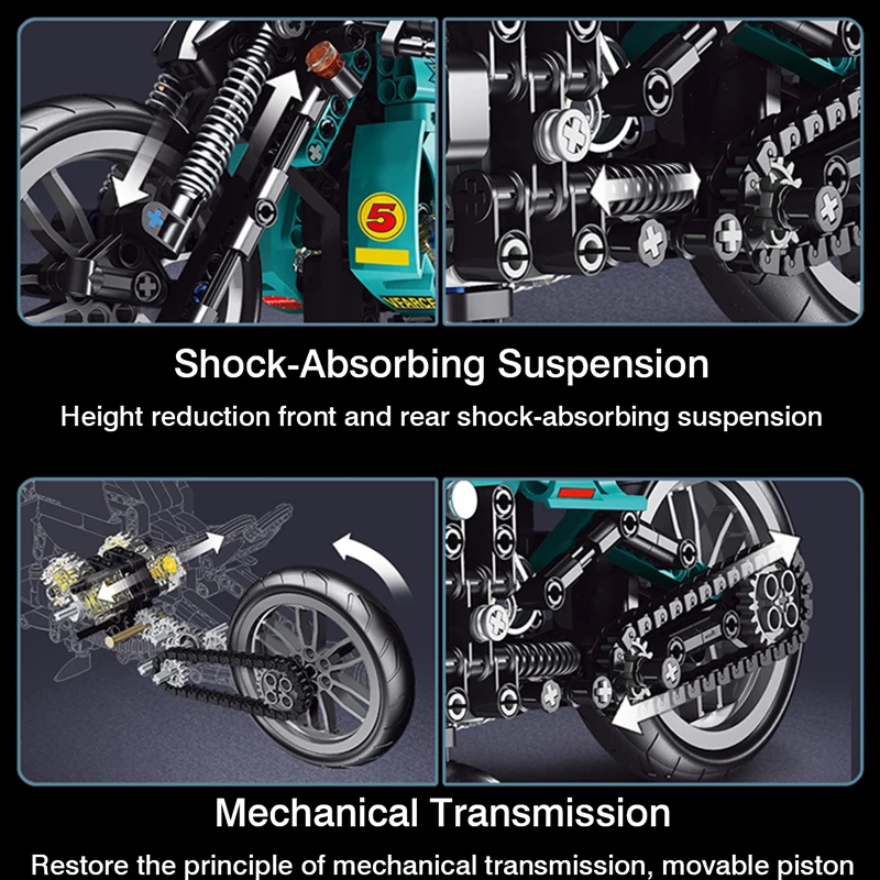 

High-tech Expert MOC Famous Motorcycle Building Blocks Racing Speed Motorcycle Bricks Assembly Toys Birthday Gift For Children