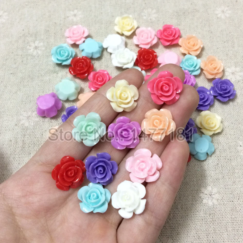 50 шт. разноцветные полимерные украшения Роза плоские бусины для скрапбукинга DIY