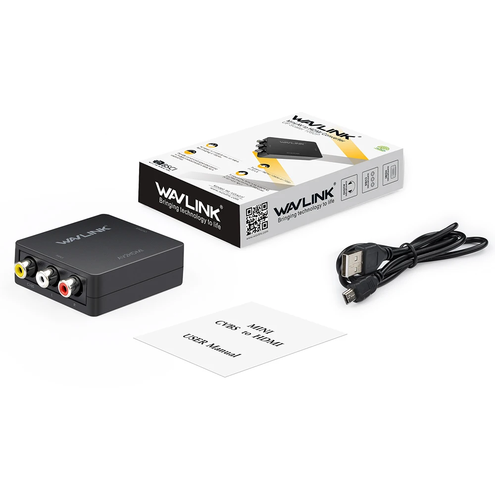 Wavlink RCA к HDMI конвертер 1080p 3RCA CVBS AV композитный видео аудио адаптер для ПК ноутбука