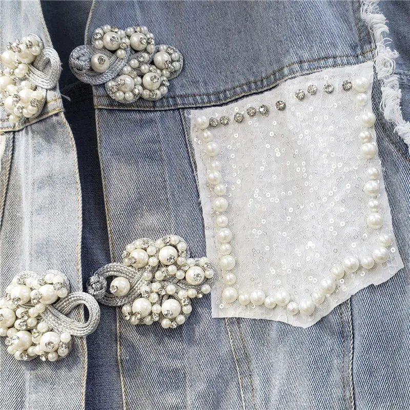 

2021 Spring Summer Women European New Exquisite Rhinestone Beaded Denim Vest Ladies Fashion Streetwear Loose Slimming Jeans Tank