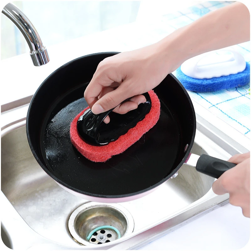 Губка для удаления загрязнений с кухонной ручкой C089 щетка очистки твердым дном