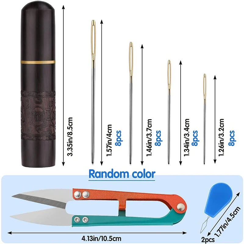 Иглы Dailylike большие из нержавеющей стали для вышивки крестиком 32 шт. 4 размера