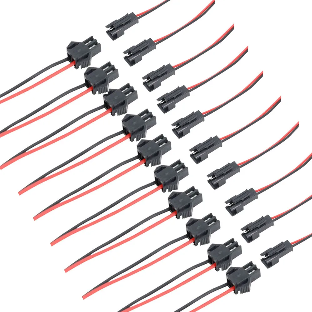 

10 Pairs SM 2.54 series 2pin Connector 15cm Long Plug Male To Female Wire Single Color LED Strip DC Power Cableble Belt Tape