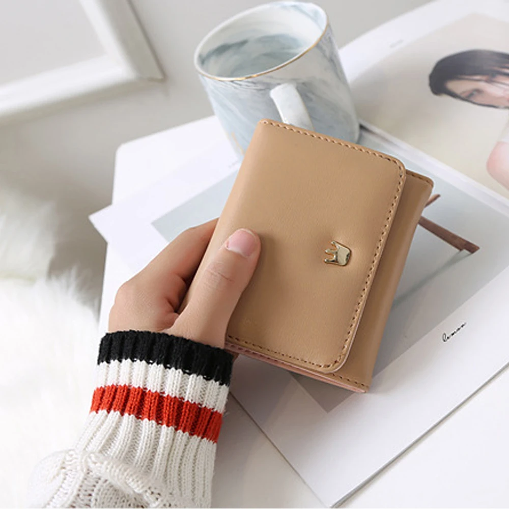 Женский кошелек 2019 женские короткие кошельки с украшением в виде короны Мини для