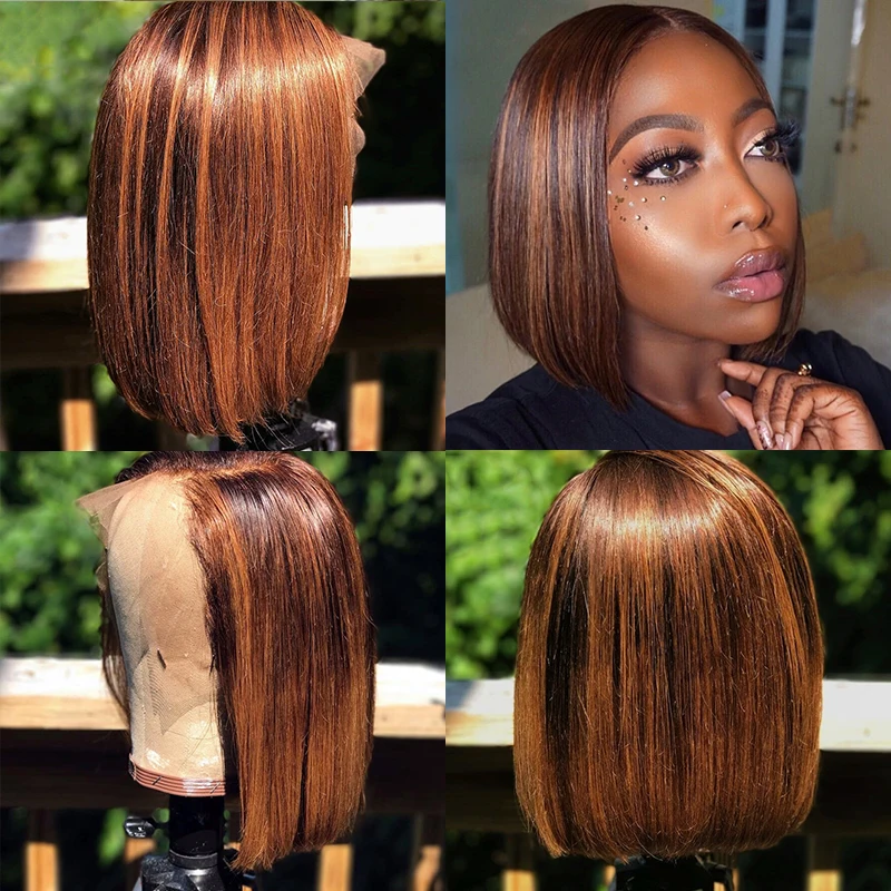 Омбре хайлайтер 13*4 кружевные передние парики из человеческих волос бразильские