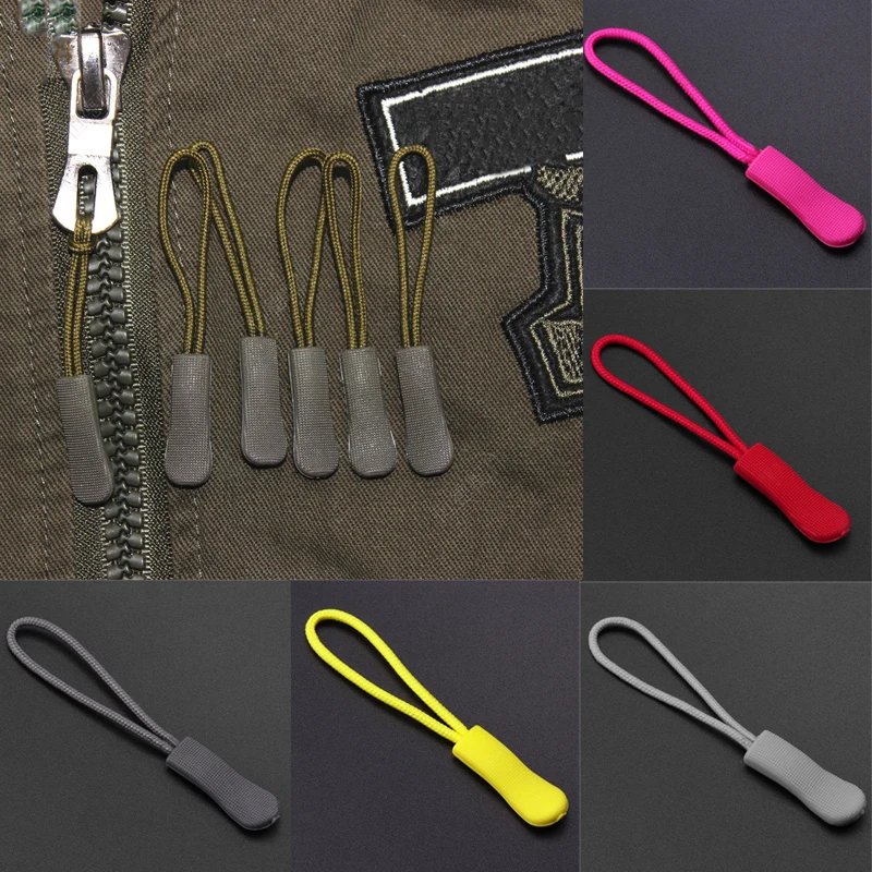 

10PC Broken Buckle Fixer Zip Cord Suitcase Tent Backpack Zipper Head Zipper Pull Cords Puller End Fit Rope Tag Replacement Clip
