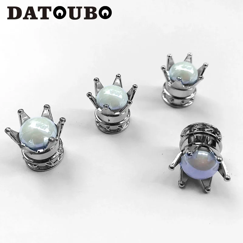 4 pcs of white DATOUBO 4 шт Серебряная корона синий зеленый белый красный драгоценный камень алмаз автомобильные колпачки вентиля шины стволовых колеса велосипеда колпачки против пыли колпачки клапана - Цвет: 4 pcs of white