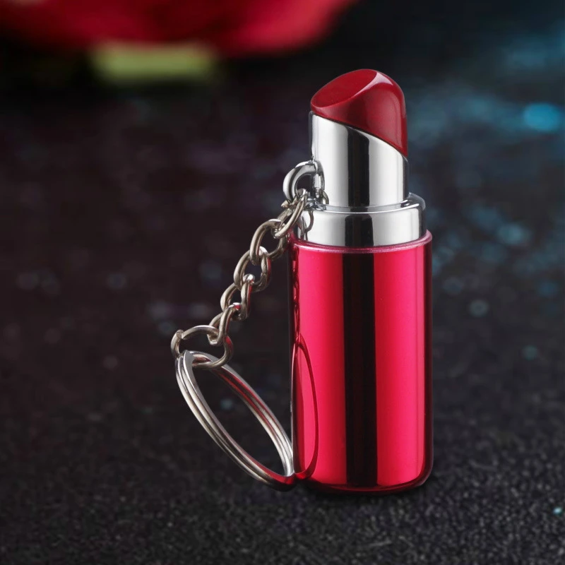 

Girls Lipstick Pendant Lighter Portable Inflatable Metal Open Fmale Encendedores Cigarette Smoking Isqueiro Gadgets for WoMen