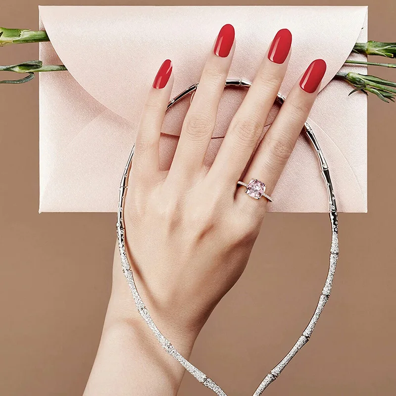 

COSYA 100% 925 Sterling Silver Square Rose Gold High Carbon Diamond Anniversary Rings 10*10mm Temperament Fine Jewelry Gift