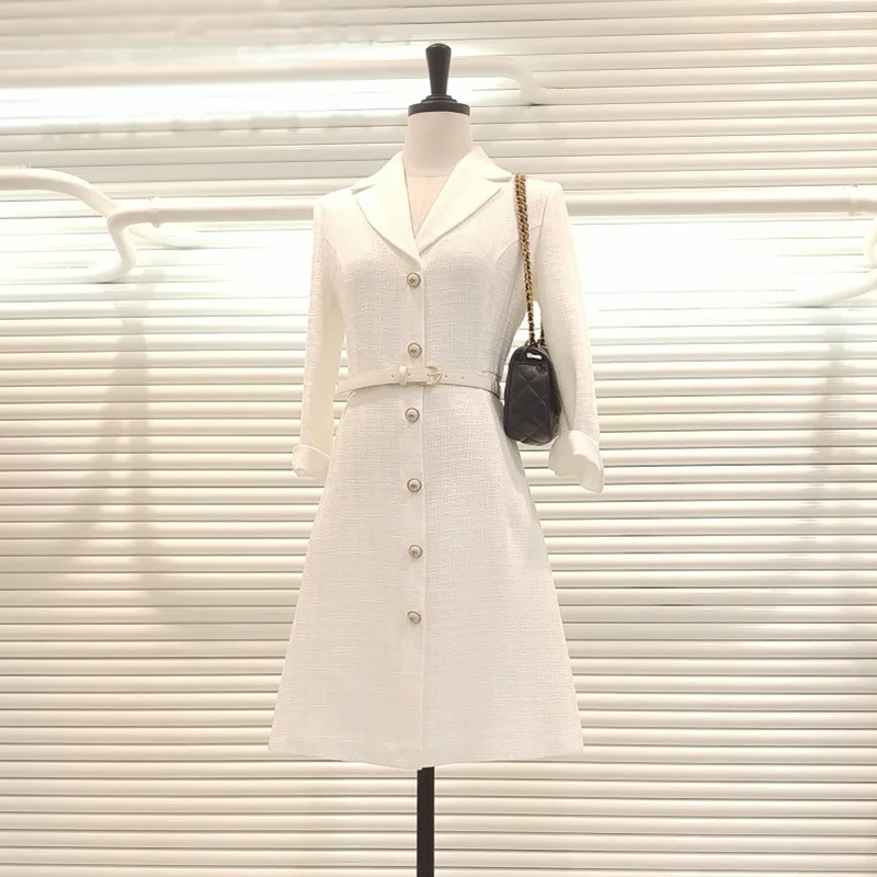 

Special suit bottomed skirt 2021 spring new row of buttons small fragrance light cooked wind tweed dress