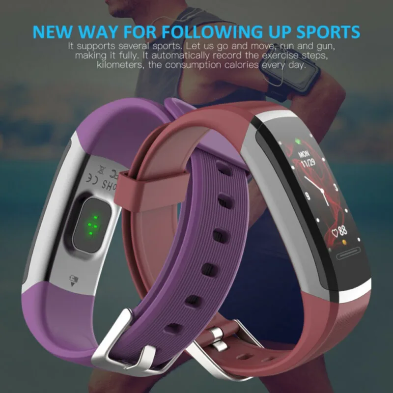 

Color Screen Heart Rate Monitor Fitness Tracker Bluetooth Smart Band Black Men