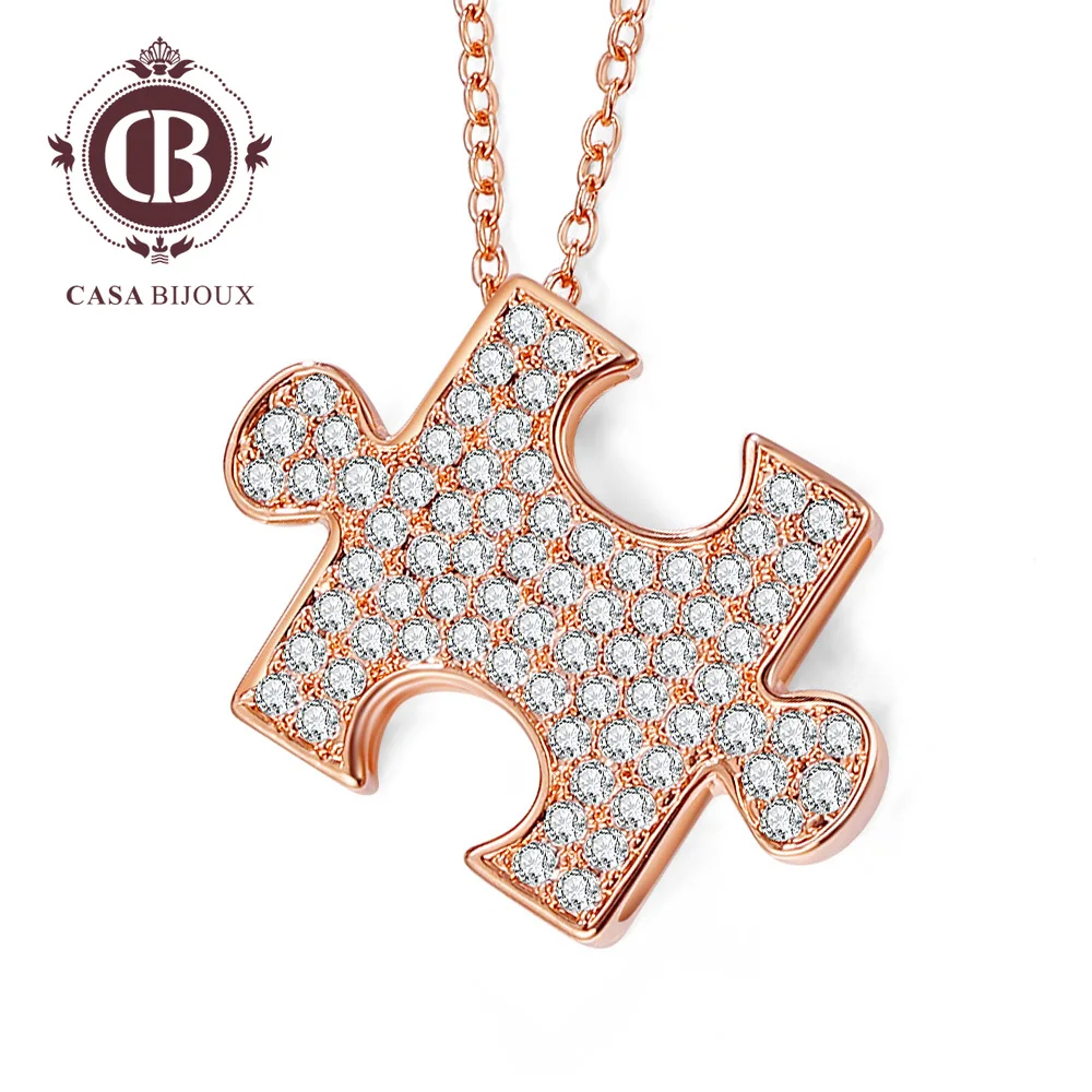 CASABIJOUX трендовая головоломка подвеска для влюбленных золотой цвет ожерелья с ZC