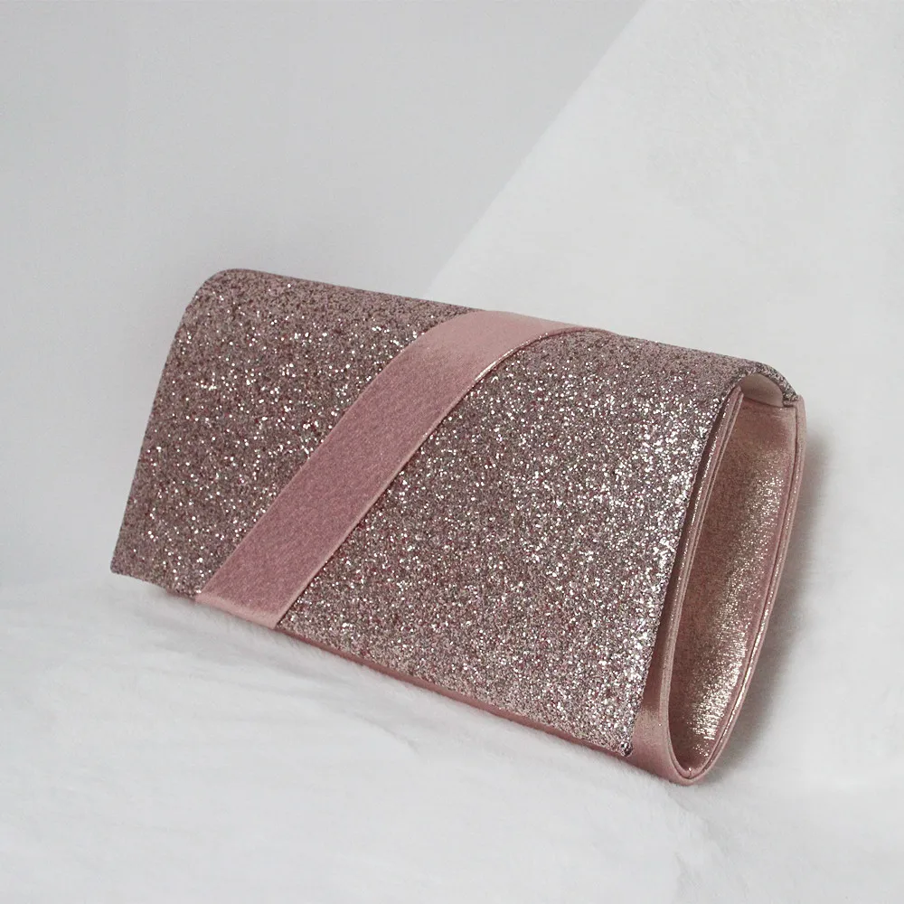 New Fashion Purse Women Messenger Bag Solid Luxury Pink PU Leather Evening Bag Glitter Handbag Party Trendy Casual Day Clutch