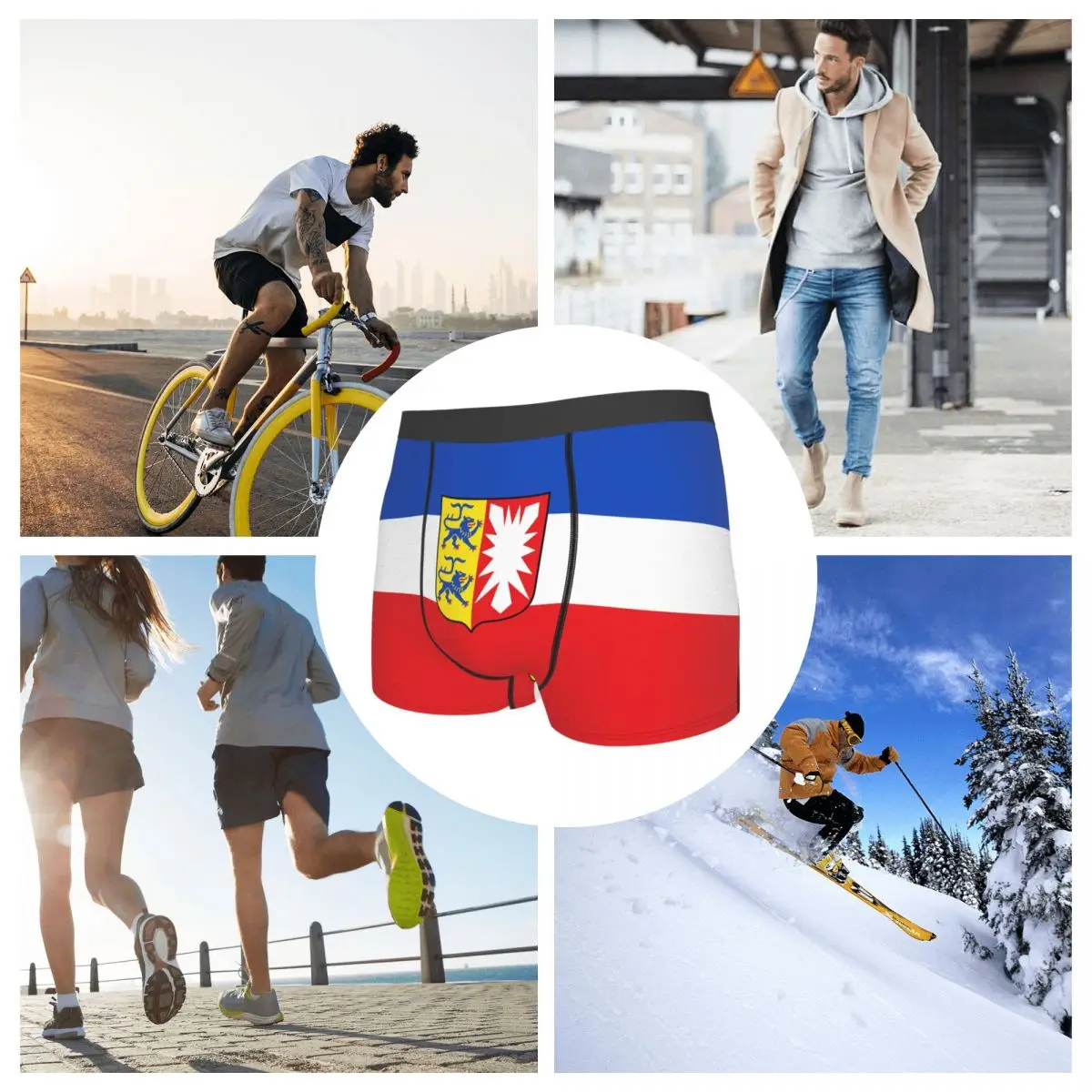 Flag Of Schleswig-Holstein (state) Men's Boxer Briefs German states Funny Joke Men's boxer leggings