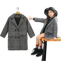 woolen jacket for girl vintage plaid girl jacket childrens fashion long woolen coat kids girl winter warm coat children clothing