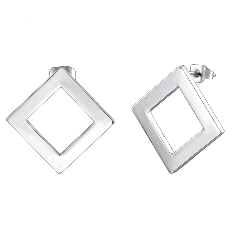 Модные женские квадратные серьги RIR из нержавеющей стали 2018 простые
