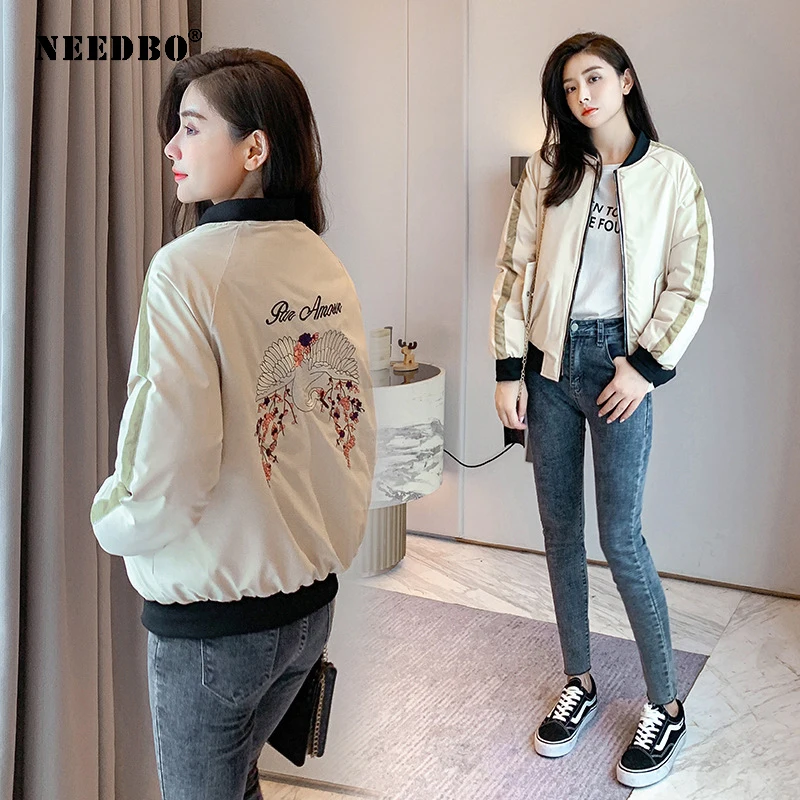NEEDBO Winter Jacket Women Parka Casaco Cotton Padded Mujer Jacket Female Basic Winter Jacket Coat Outerwear Embroidery Jacket