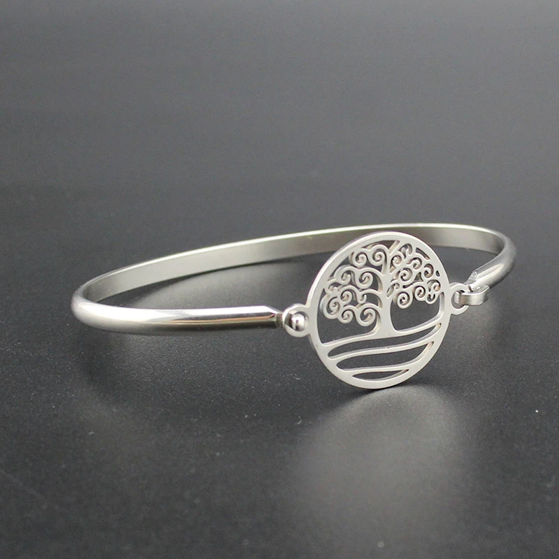 Браслет Hapiship из нержавеющей стали с круглым деревом для женщин и мужчин