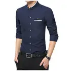 Мужская Деловая блузка, с длинным рукавом, воротником-стойкой и вышивкой, весна