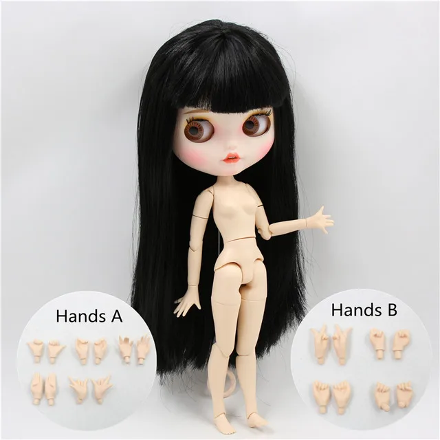 doll with hands AB Ледяная фабрика blyth пользовательская кукла игрушка матовое лицо соединение тела bjd белая кожа 30 см, без сонных глаз - Цвет: doll with hands AB