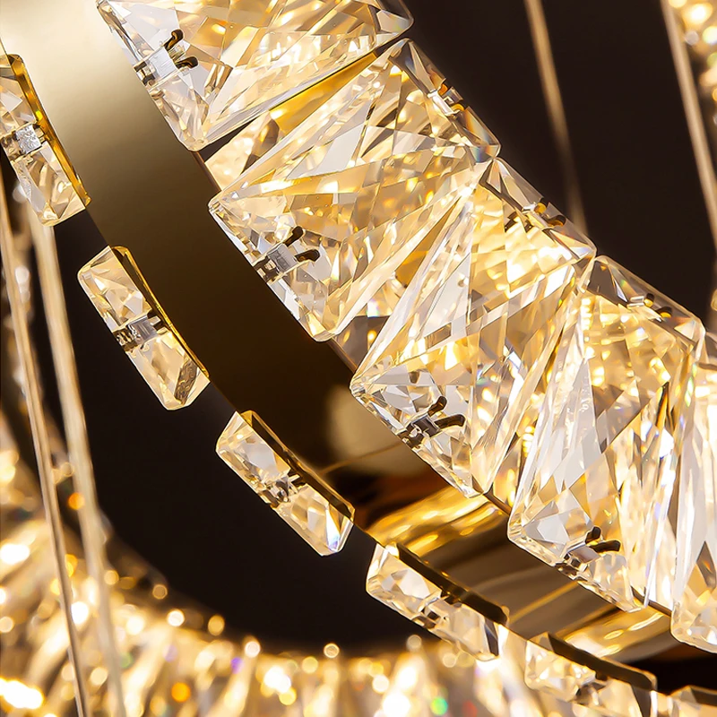 Современный хрустальный люстра YOULAIKE для лестницы длинной виллы, висящая на кольце, светодиодная кристальная лампа, большой декоративный светильник для дома.