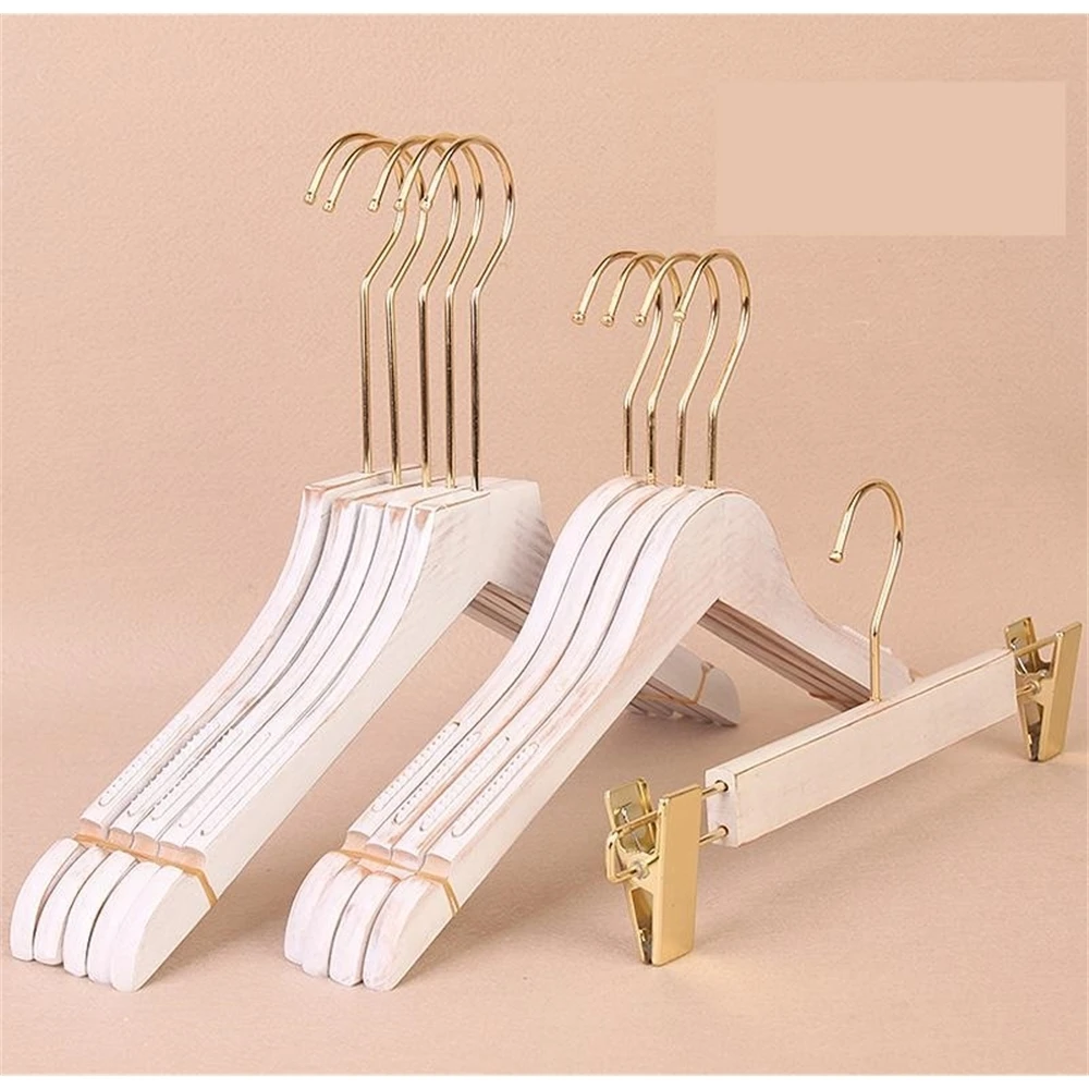 

Новый стиль вешалка для одежды Ретро белая деревянная вешалка для одежды магазин женской одежды вешалка для одежды Золотой крючок логотип ...