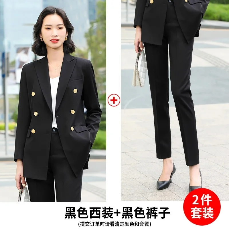 

Red suit women's new fashion temperament double breasted professional decoration body suit