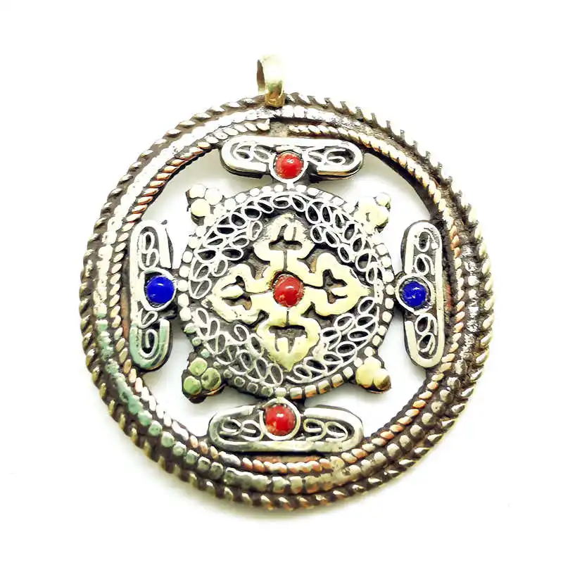 Тибетские мантры ОМ амулет медный круглый крест дорье двухсторонние Подвески
