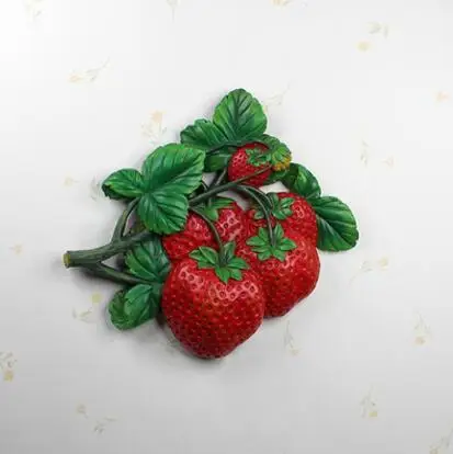 Современная смола овощи фрукты настенные подвесные Подвески украшение стены кухня ресторан диван фон 3D настенная роспись украшения - Цвет: Strawberry