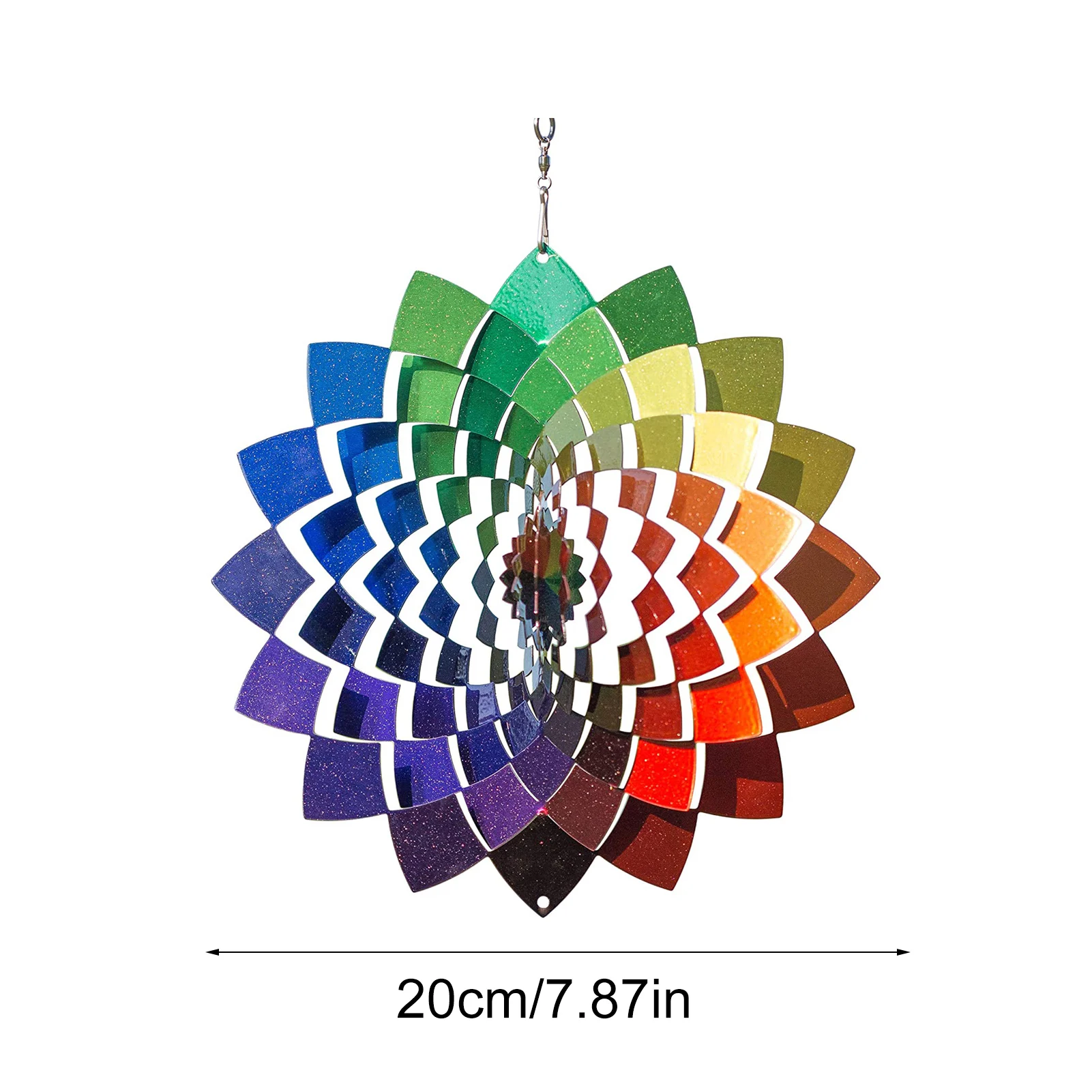 3D Rotating Wind Chimes Stainless Steel Spinner Pendant Color Painted Geometric Flower Catcher Yard Decoration | Дом и сад