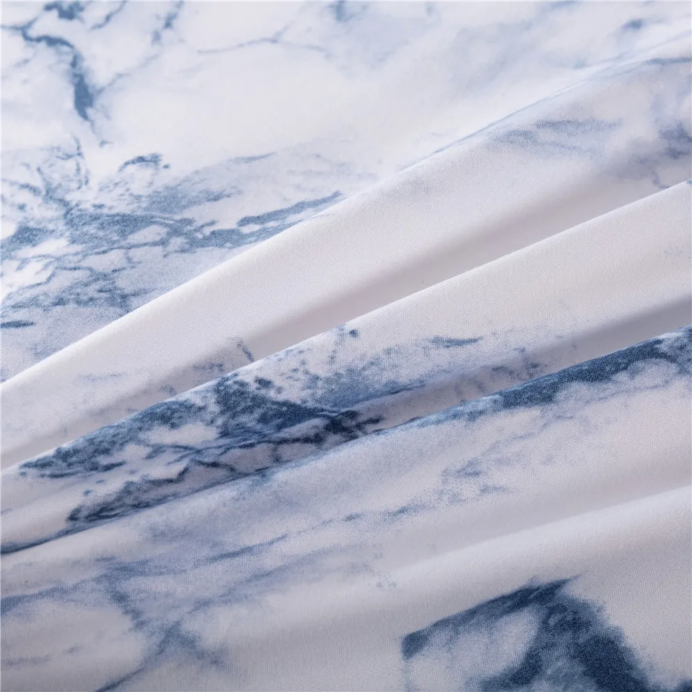 Современный простой элегантный комплект постельного белья синего цвета с