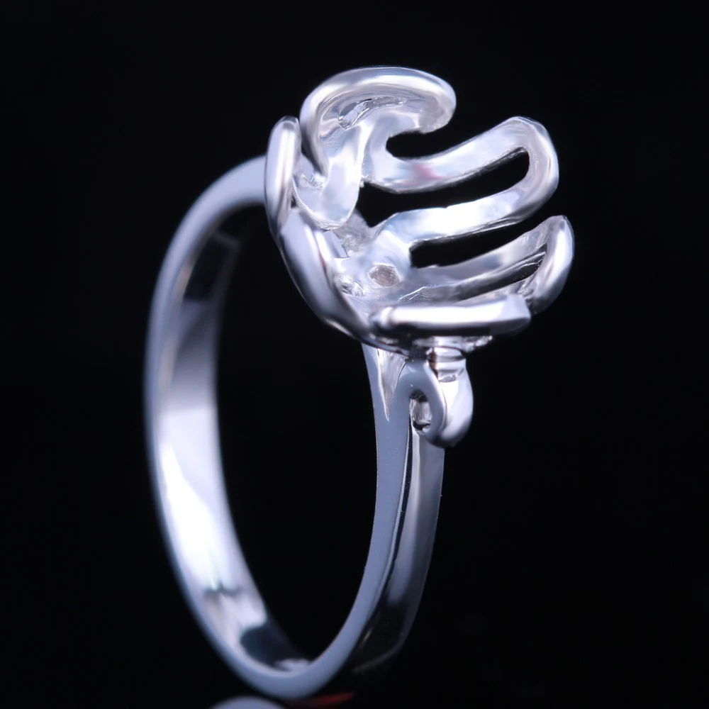 

HELON Sterling Silver 925 Engagement Wedding Ring Prong Setting Round Cut 10mm Semi Mount Ring Solitaire Delicated Texture