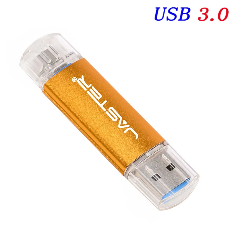 JASTER USB 3,0 высокоскоростной OTG флеш-накопитель Micro Usb флешка USB флеш-накопитель 4G 16GB 32GB 64GB внешний накопитель Флешка карта памяти - Цвет: Gold