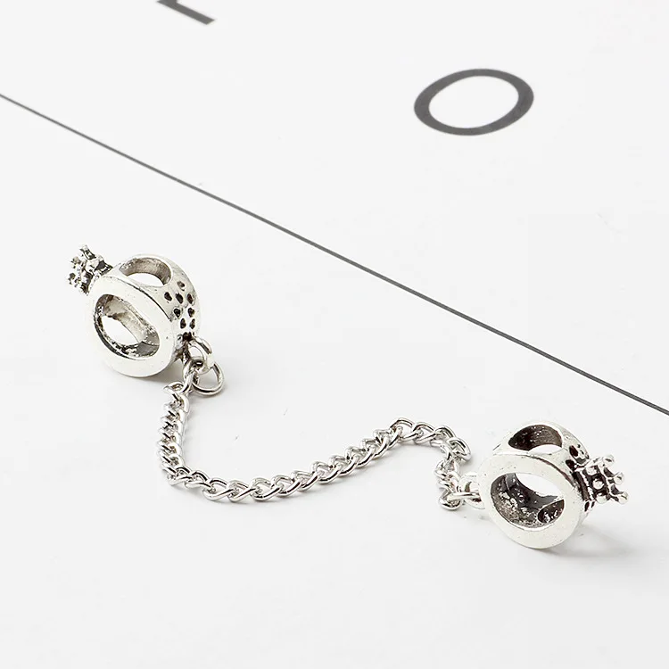 

2021 New Silver Colour Sparkleing Shine Crown Safety Chain Bead Fit Original Pandora Charm Bracelet Pendant DIY Fashion Jewelry