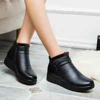 2021 fashion winter boots ladies leather ankle boots autumn wedges comfortable womens shoes