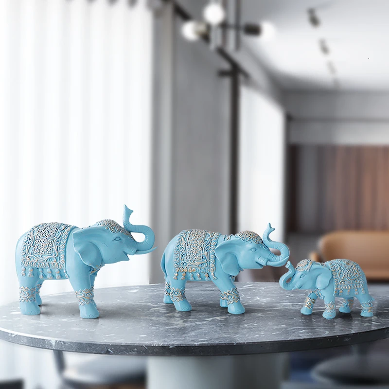 

Family Elephant Figurine Resin Thailand Elephant Statue for Office Living room Handmade Home Decorations Cute Animals Ornaments