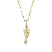 ly 925 sterling silver feather leaf 9k gold korean style elegant trendy necklace for women fine jewelry accessories