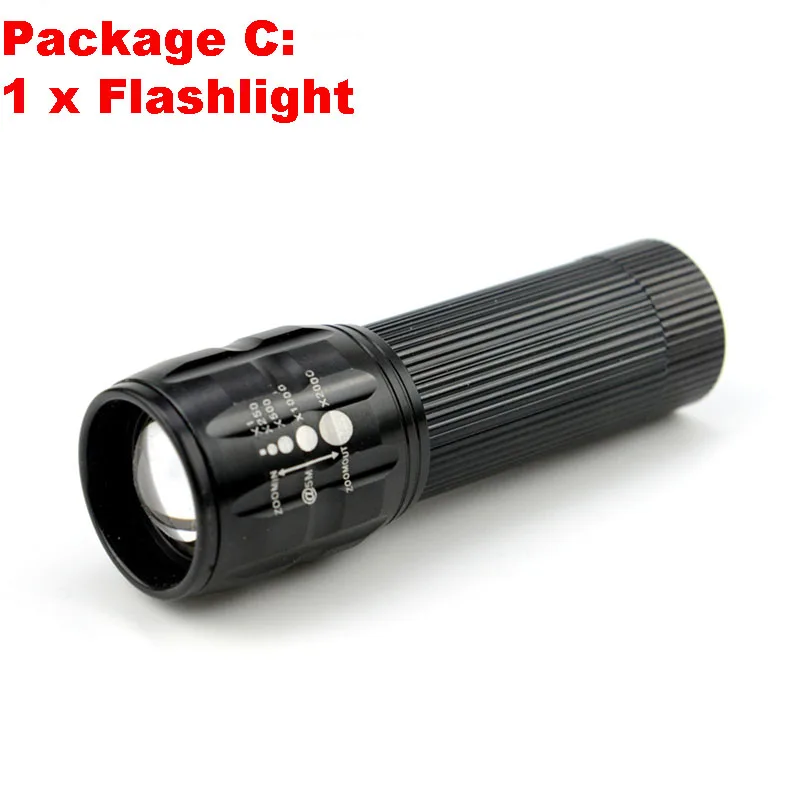 Package C 4000LM Super Bright XM-L T6 Q5 LED Flashlight zoom torch waterproof flashlights 3-5 Modes Portable Tactical Flashlight Z50 - Испускаемый цвет: Package C